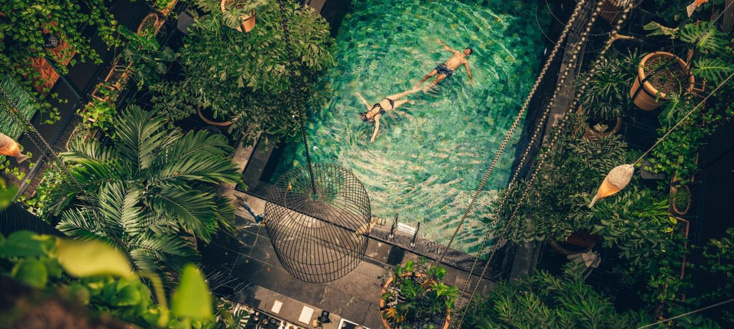 Swimming in the pool at hotel Manon les Suites