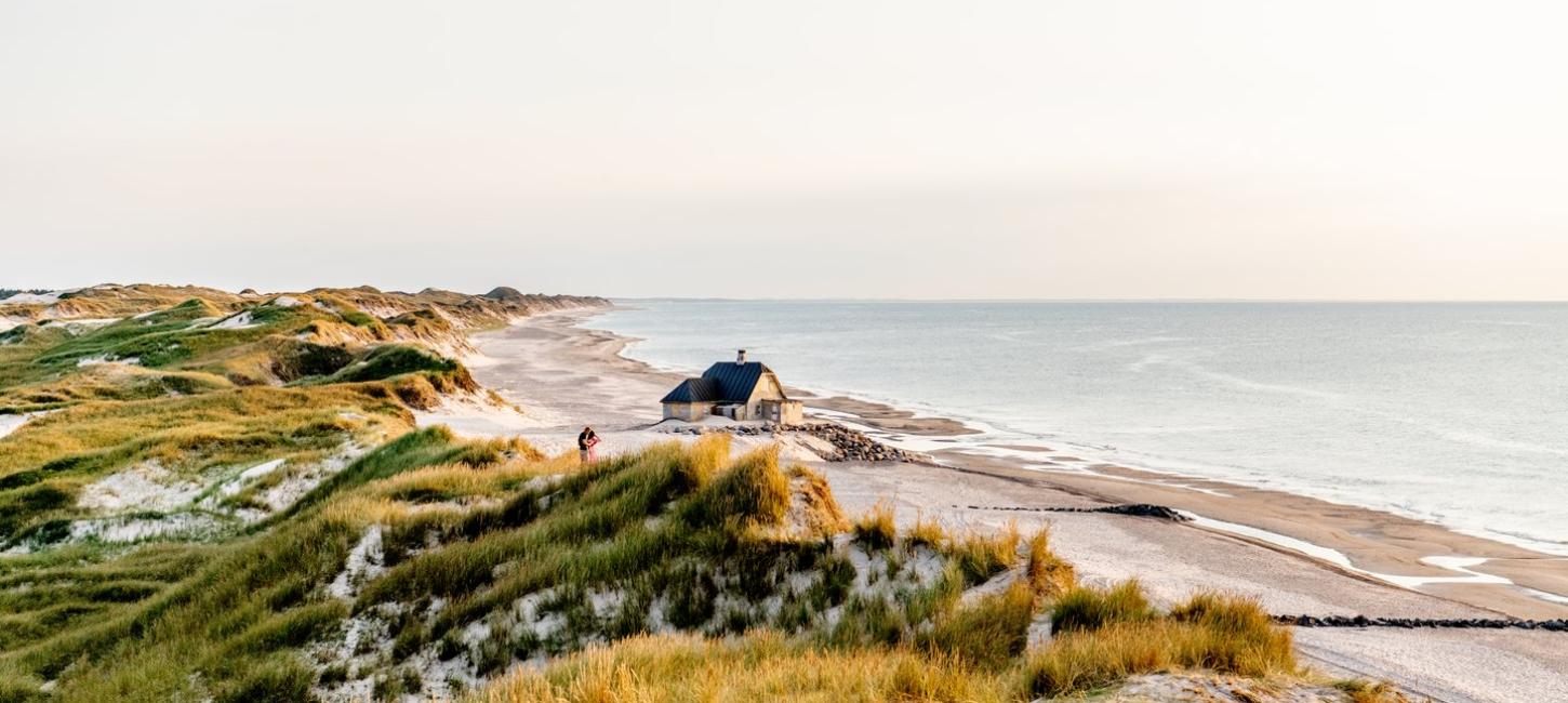 Hus på stranden i Skagen