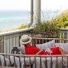 A woman relaxes at the luxury beach hotel Helenekilde Badehotel in North Zealand, Denmark