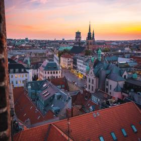 Sunset over the city Copenhagen